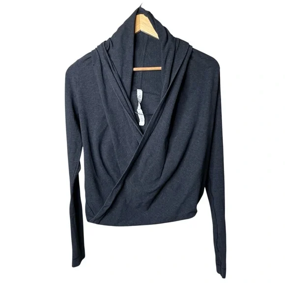 lululemon Iconic Wrap Sweater Heather Black Sz 4 - Picture 5 of 10